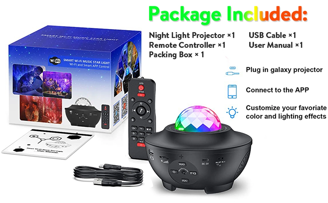 Free Sample Alexa &amp; Google Assistant Control with Music Speaker Timer &10 Colors Skylight Projector Star Projector Christmas Gift